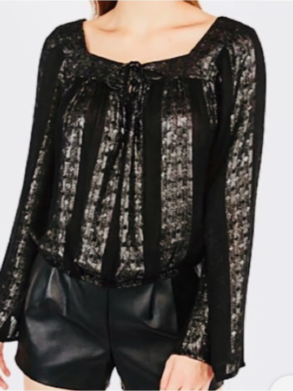 Express Black Metallic Blouse - Women Tops